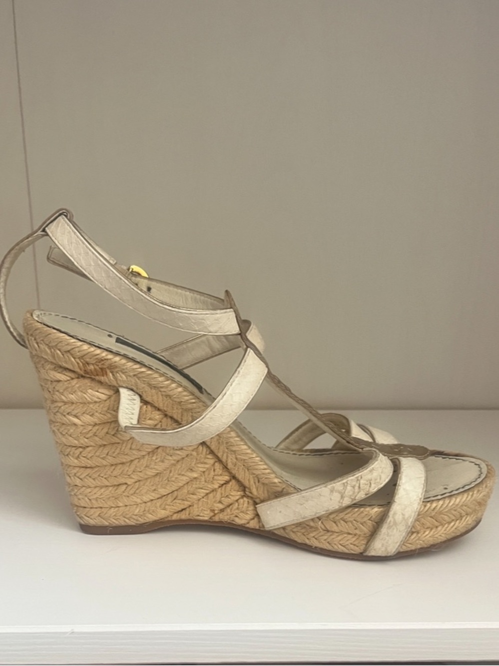 Louis Vuitton White and Gold Espadrille Wedge Sandals 6 - Picture 11 of 15